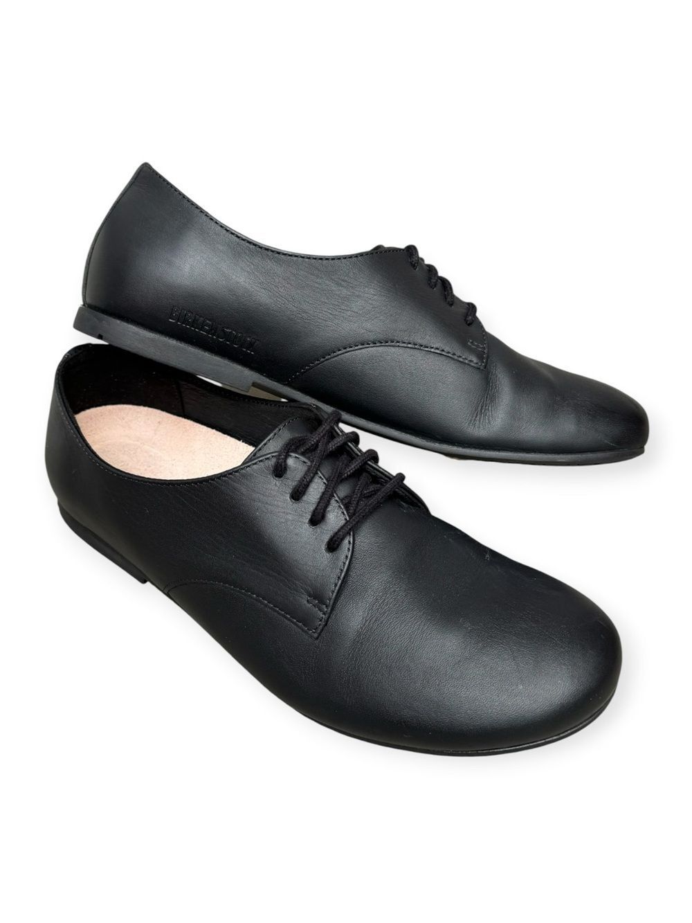 Birkenstock Saunders Black Natural Leather Lace Up Derby Shoes Sz 37 US 6-6.5